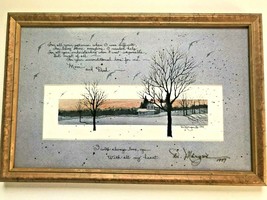 Framed Print D Morgan Signed Winter Home Tree Snow Mom Dad Love 1999 Gallery  - £70.42 GBP