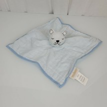 Pottery Barn Kids Emily + Meritt White Blue Muslin Bear Dog Cat Security Blanket - £77.89 GBP