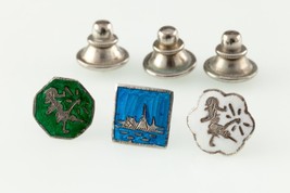 Gorgeous Sterling Silver Siam Niello Enamel Pin Lot of 3 - $118.80