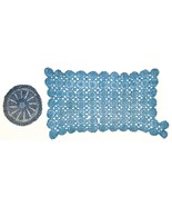 Set of 2 Blue Crochet Nylon Lace Doilies Mat Centerpiece Rectangular Vin... - $9.87