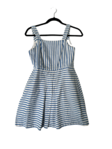 TOPSHOP Womens Dress Blue/White Striped Fit &amp; Flare Button Down Sleeveless Sz 4 - £9.74 GBP