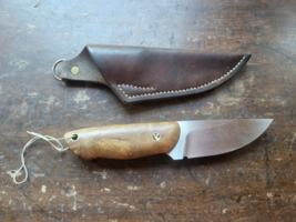 8&quot; Damascus Steel Hunting Skinning Knife Composite Handle Leather Sheath - $48.66 CAD