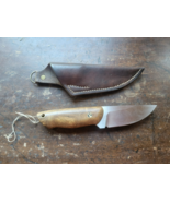 8&quot; Damascus Steel Hunting Skinning Knife Composite Handle Leather Sheath - $636.56 MXN