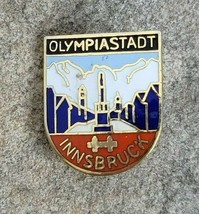 OLYMPIASTADT Innsbruck Shield Mountain Austria Alps Travel Lapel Hat Pin... - £8.96 GBP