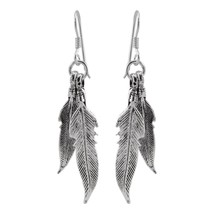 Two Feathers 925 Sterling Silver Fish Hook Earrings - £17.17 GBP