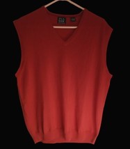 JOS. A. BANK VEST SWEATER L 100% MERINO WOOL RED V NECK - £11.07 GBP