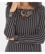 Soma Signature Lace Glorious Stripe Black White Sleep Day Event Top Sz S... - $40.74 CAD