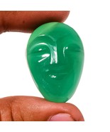 37.4 Carat Green Onyx Hand Carved Face with Closed Eye Stone for Jewelry... - $23.18 CAD
