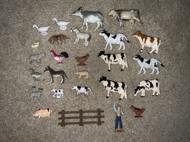 Various Toy Farm Animals, Farmer &amp; Fence. - $9.49