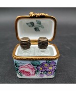Vintage Limoges France Floral Perfume Trinket Box w/2 Fragrance Bottles ... - €84,94 EUR