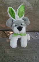 000 Dan Dee Collectors Choice Gray & White Dog Wearing Green Rabbit Ears - £11.98 GBP