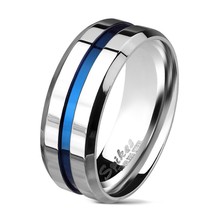 The Thin Blue Line Ring Stainless Steel Wedding Band Police Law Enforcement - £13.47 GBP