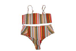 2PC Bikini Swim Bathing Suit 3XL Stripe Orange Blue Pink Black White NEW  - £14.12 GBP