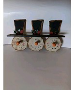 Primitive Country Shelf w/3 Pegs Snowmen with Top Hats Wall Hang Winter ... - $727.47 MXN