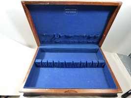 VTG Holmes &amp; Edwards Wood Flatware Storage Box Chest Anti-Tarnish Fabric - $54.45