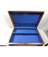 VTG Holmes &amp; Edwards Wood Flatware Storage Box Chest Anti-Tarnish Fabric - £43.65 GBP