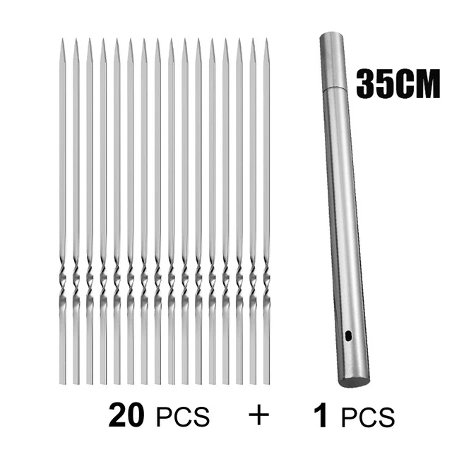 Stainless Steel Barbecue Skewer Storage  Charcoal Grill Skewer Flat BBQ Fork Kit - £104.67 GBP