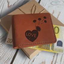 Long Distance Relationship Gift Personalized Leather Custom Handmade Wallet - £35.66 GBP
