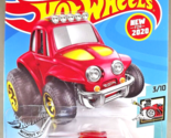 2020 Hot Wheels #126 Tooned 3/10 &#39;70 VOLKSWAGEN BAJA BUG Red w/Yellow Be... - $7.50