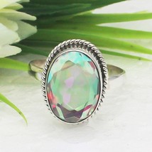 925 Argent Sterling Arc-en-Ciel Topaze Mystique Bague Naissance Handmade Bijoux - £30.24 GBP