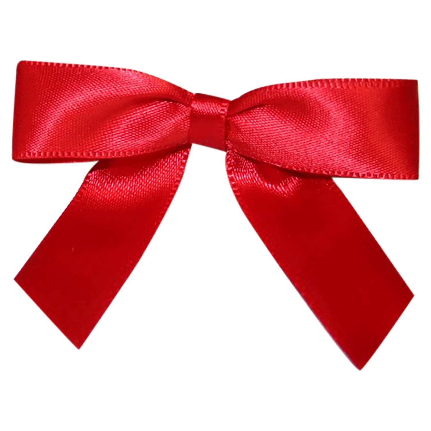 Reliant Ribbon 5171-90803-2x1 Satin Twist Tie Bows - Small Bows, 5/8 inch x 100 Pieces, Scarlet