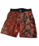 Affliction Board Shorts 36-38 Gorgeous Girl Crow Gothic Y2K AOP Trunks S... - $52.25
