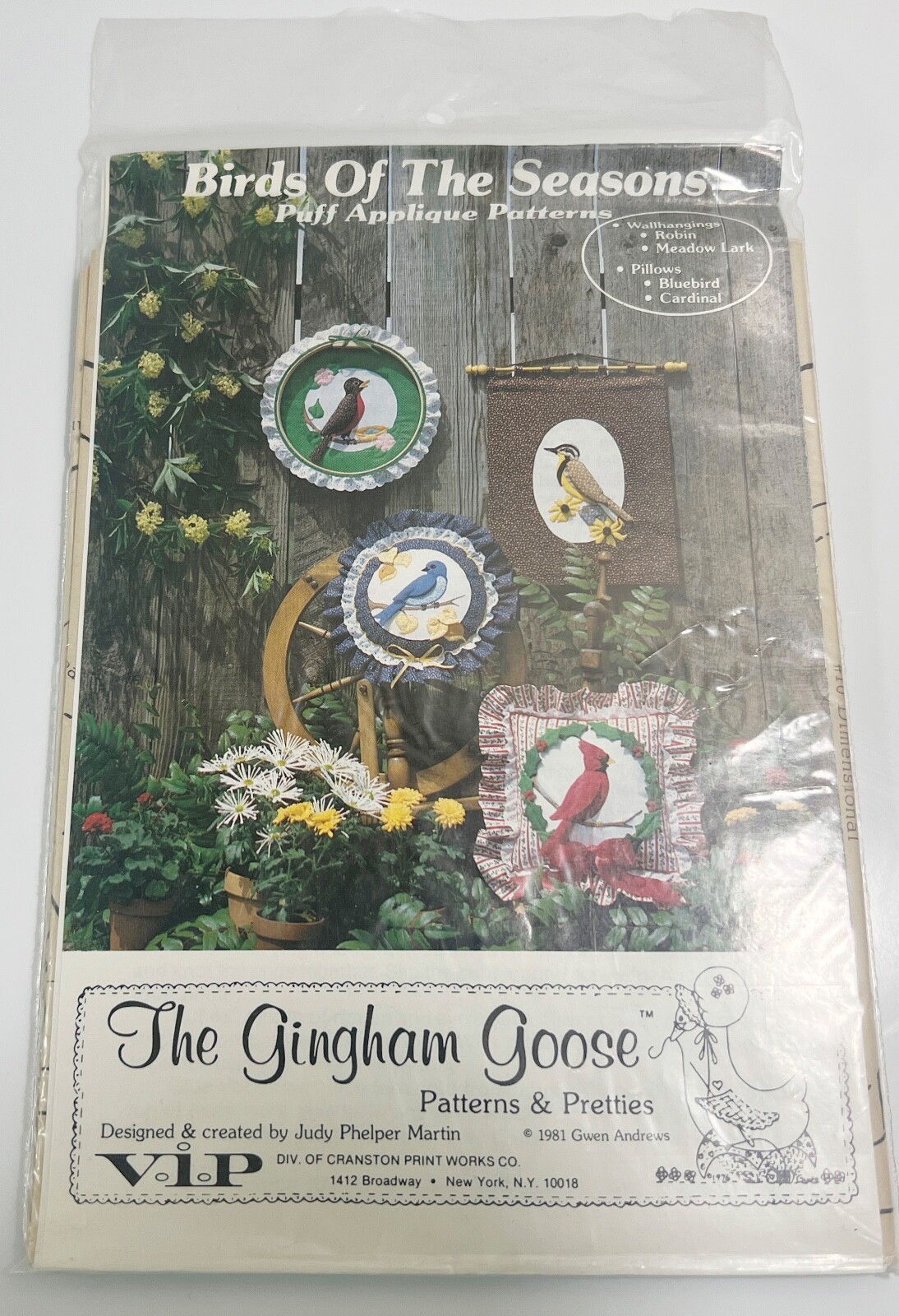Birds Of The Seasons Puff Appliqué Patterns The Gingham Goose  By Judy P... - $9.89