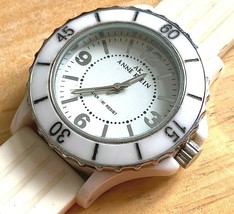 Anne Klein 10/9419 Lady 30m Silver Ceramic Case Analog Quartz Watch~New Battery - £14.63 GBP