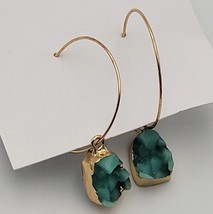 Earrings-clip Gold Hoop Green - $9.85