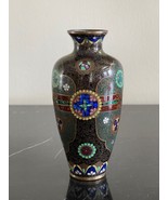 Antique Japanese Cloisonne Vase with Geometrical Figures on Black Ground - £619.21 GBP