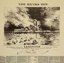 1930 Steam Boat Lexington Ship Sinks News Lithograph Print Currier &amp; Ive... - €76,30 EUR