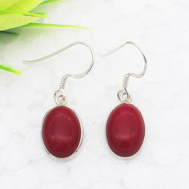 925 Sterling Silver Coral Earrings Dangle Handmade Jewelry Gift For Women - £24.21 GBP