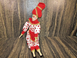 Vintage Sugar Loaf Valentines Harlequin Mardi Gras Classiques Clown Doll 18&quot; - £10.27 GBP