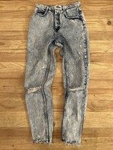 Vintage Jordache High Rise Tapered Jeans Acid Wash Zipper Ankle Destroyed 24x26 - £33.05 GBP