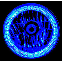 7&quot; Blue SMD LED Halo Angel Eye H4 Halogen 60W Light Bulb Motorcycle Head... - £47.92 GBP