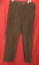 Haggar Mens Brown Thin Wale Corduroy Flat Front Pants 38 x 32 Cotton Blend - $17.33