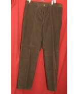 Haggar Mens Brown Thin Wale Corduroy Flat Front Pants 38 x 32 Cotton Blend - $17.33