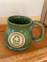 Sunset Hill Stoneware Green Glazed Pottery SADOFF Advertising Coffee Cup Mug – - £11.90 GBP