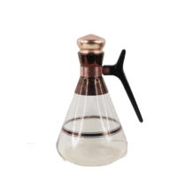 Vtg 70s Mid Century Modern MCM Striped Handled Glass Carafe Container Rose Gold - £34.89 GBP