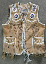 Western Wear Handmade Plains Indian Beaded Suede Hide American Vest Cowb... - £62.12 GBP+