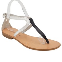 Cocobelle Women Flat Strappy Thong Sandals Crete Size US 6 EU 36 White Black - £19.49 GBP