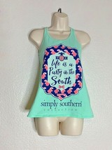 Simply Southern Womens Sz XS mint Green Tee Tank Top TShirt Shirt Racerb... - $13.86