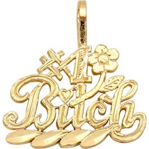 14K Gold #1 Bitch Flower Charm 16mm 18&quot; Chain Jewelry - $113.17