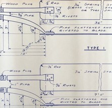 1948 Railroad Bangor Aroostook Tamping Trowels 2 Types Blueprint M2 Trai... - $101.24