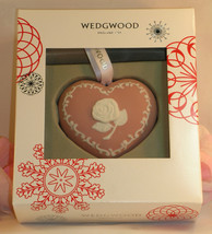 New Wedgwood Pink White Jasperware Breast Cancer Heart Christmas Ornament - £26.49 GBP