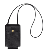 Longchamp Le Pliage Cuir LGP Phone Case-On-Strap Leather Crossbody ~NWT~ Black - £138.48 GBP