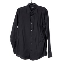 Marc Anthony Dress Shirt M 15.5 Mens Slim Fit Black Long Sleeve Button Up Cotton - £14.13 GBP