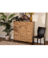 Toby Two-Tone Walnut Brown and Dark Gray 2-Door Shoe Storage Cabinet - $8,798.80 MXN
