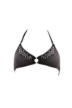 AGENT PROVOCATEUR Womens Bikini Top Elegant Gemstones Black Size AP 2 - £108.14 GBP