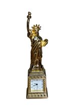 Vintage Minghua Small Metal Statue Of Liberty Desk Clock Miniature Gold ... - €13,73 EUR